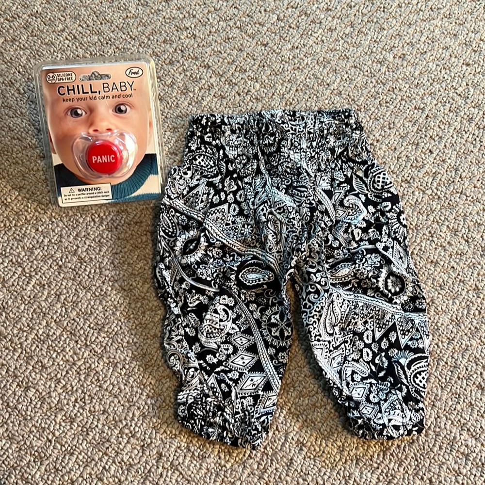 Baby Bali pants and "Panic" soother